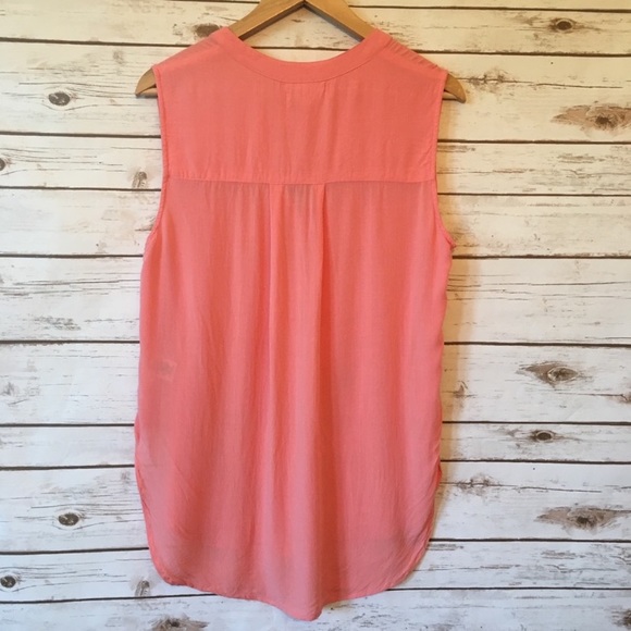 Cloth & Stone Sleeveless Coral Henley Med NWT - Picture 2 of 3